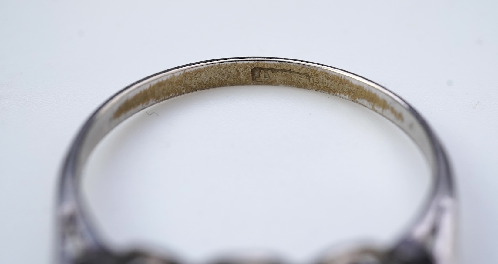 A three-stone diamond ring
